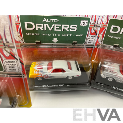 Castline Diecast M2 Machines Auto-Drivers Including 1957 Chev Bel Air, 1970 Ford Mustang  - 1:64 Scale