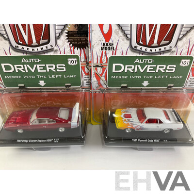 Castline Diecast M2 Machines Auto-Thentics and Auto Drivers Including 1969 Dodge Charger Daytona Hemi and 1954 Buick Skylark - 1:64 Scale