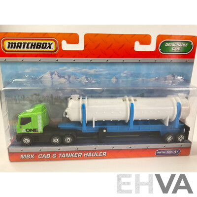 Boxed Diecast Matchbox Kenworth K100E, MBX Cab & Tanker Hauler and DAF XF 105