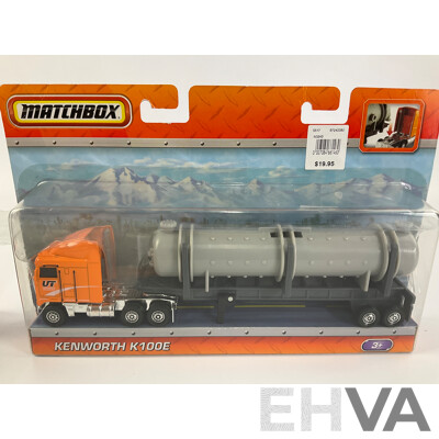 Boxed Diecast Matchbox Kenworth K100E, MBX Cab & Tanker Hauler and DAF XF 105