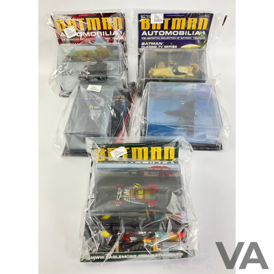 Batman Automobilia Cars and Booklets in Sealed Bags, Numbers 75, 76, 77, 78 ,79