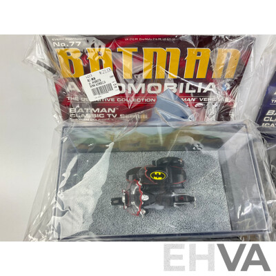 Batman Automobilia Cars and Booklets in Sealed Bags, Numbers 75, 76, 77, 78 ,79