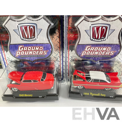 Castline Diecast M2 Machines Ground Pounders Including 1956 Ford F-100, 1970 Buick GSX, 1957 Chevrolet Nomad - 1:64 Scale