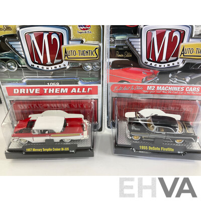 Castline Diecast M2 Machines Auto-Thentics Including 1957 Dodge Custom Royal Lancer, 1957 Desoto Fireflite, 1957 Chrysler 300C - 1:64 Scale