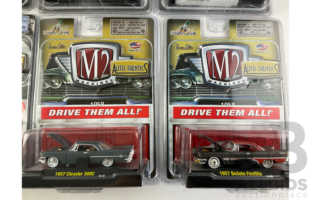 Castline Diecast M2 Machines Auto-Thentics Including 1949 Mercury, 1951 Ford Crestliner, 1957 Chevrolet Bel Air  - 1:64 Scale