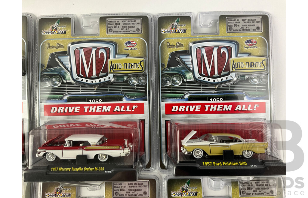 Castline Diecast M2 Machines Auto-Thentics Including 1949 Mercury, 1951 Ford Crestliner, 1957 Chevrolet Bel Air  - 1:64 Scale