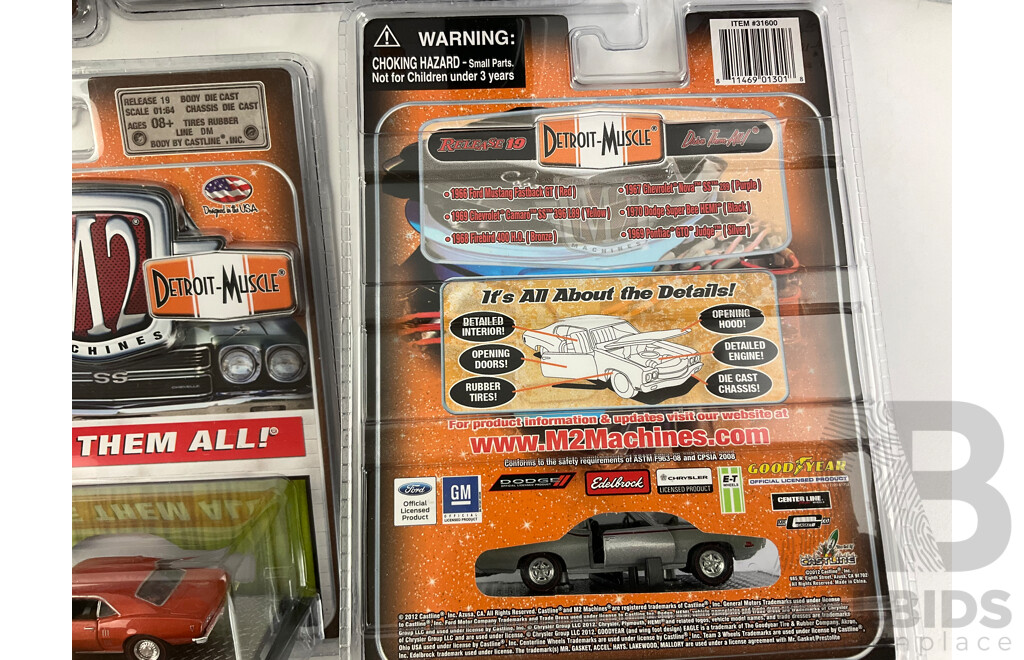 Castline Diecast M2 Machines Detroit-Muscle Including 1970 Oldsmobile Cutlass 442, 1971 Plymouth Hemi Cuda, 1968 Firebird 400 HO - 1:64 Scale