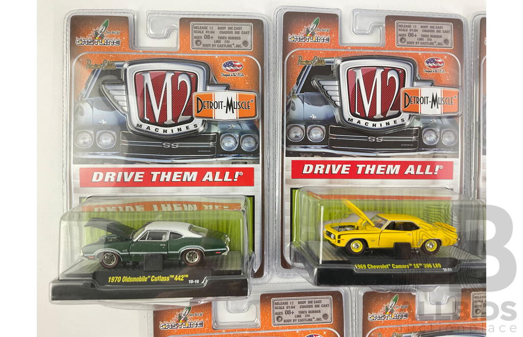 Castline Diecast M2 Machines Detroit-Muscle Including 1970 Oldsmobile Cutlass 442, 1971 Plymouth Hemi Cuda, 1968 Firebird 400 HO - 1:64 Scale