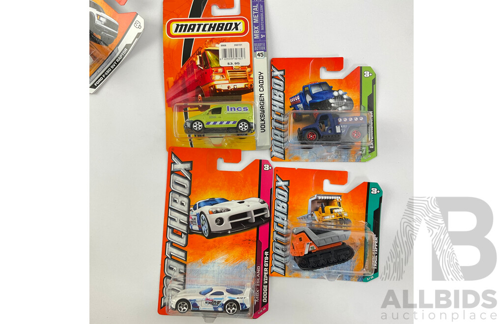 Collection of Twenty Boxed Diecast Matchbox Trucks, Tractors and Cars