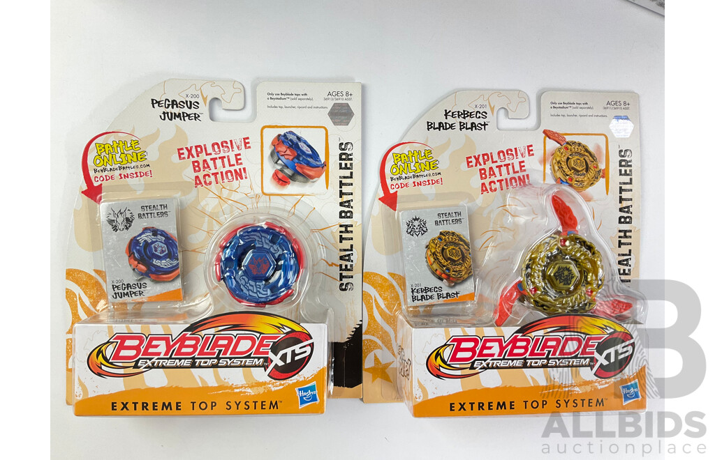 Boxed Hasbro Beyblade Bey Wheelz Raging Skies Slash, Thunder Slash, Kerbecs Blade Blast and Pegasus Jumper