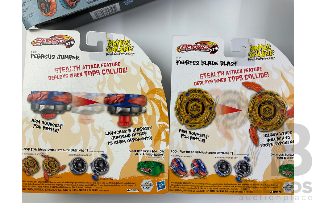 Boxed Hasbro Beyblade Bey Wheelz Raging Skies Slash, Thunder Slash, Kerbecs Blade Blast and Pegasus Jumper