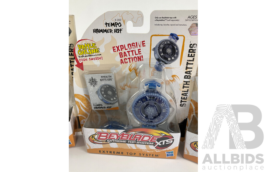 Boxed Hasbro Beyblade Tempo Hammer Hit, Electro Pegasus, Cetus Quake and Striker Drone