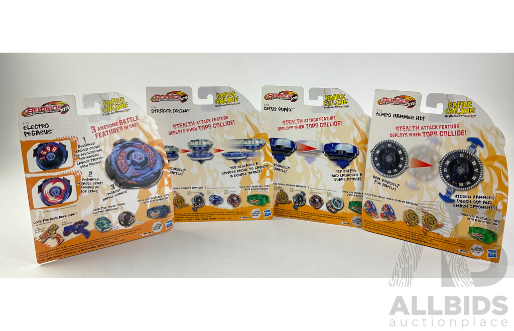 Boxed Hasbro Beyblade Tempo Hammer Hit, Electro Pegasus, Cetus Quake and Striker Drone