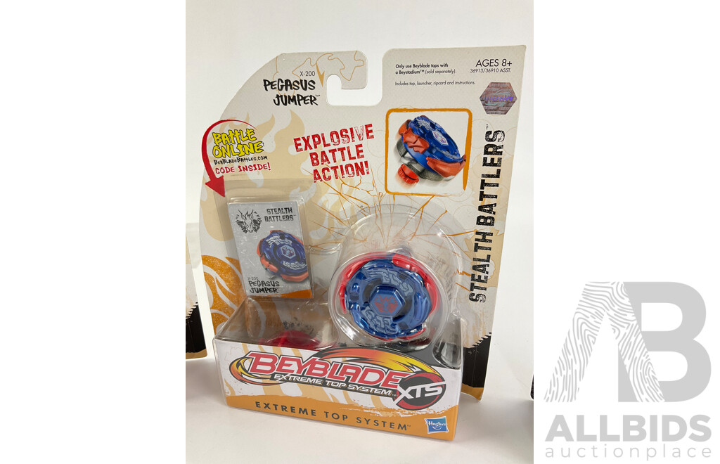 Boxed Hasbro Beyblade Pegasus Jumper, Spiral Capricorn, Cetus Quake and Ripcord Launcher