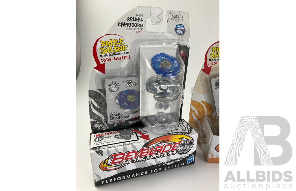 Boxed Hasbro Beyblade Pegasus Jumper, Spiral Capricorn, Cetus Quake and Ripcord Launcher