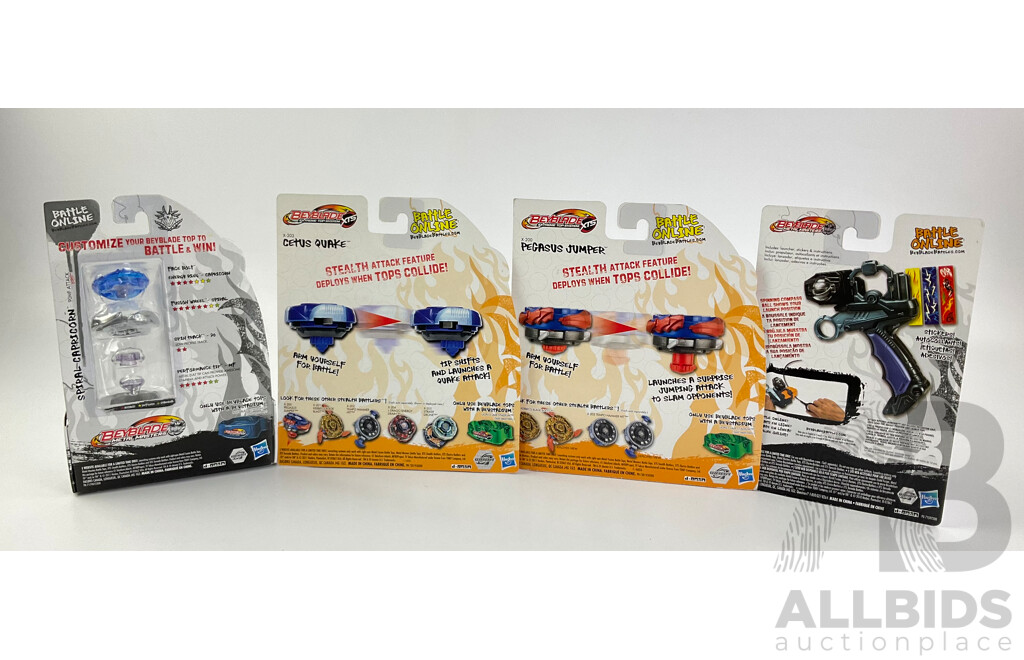 Boxed Hasbro Beyblade Pegasus Jumper, Spiral Capricorn, Cetus Quake and Ripcord Launcher