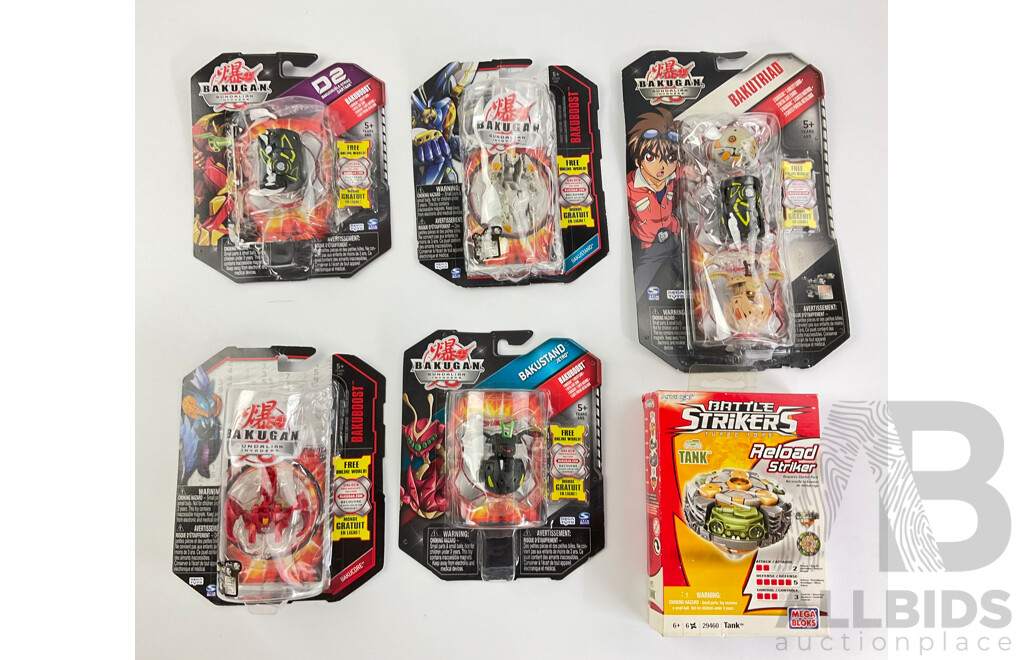 Boxed Sega Toys Bakugan Figures Including Bakuboost, Bakustand Jetho and Battle Strikers Tank