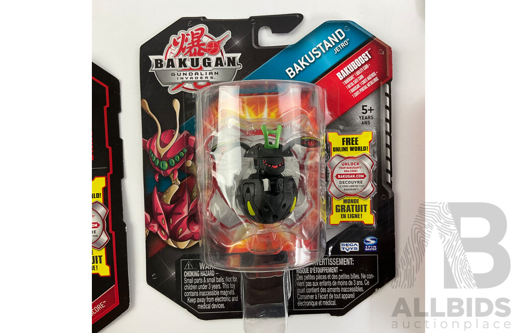 Boxed Sega Toys Bakugan Figures Including Bakuboost, Bakustand Jetho and Battle Strikers Tank