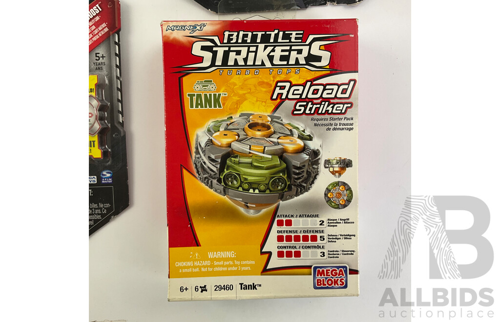 Boxed Sega Toys Bakugan Figures Including Bakuboost, Bakustand Jetho and Battle Strikers Tank