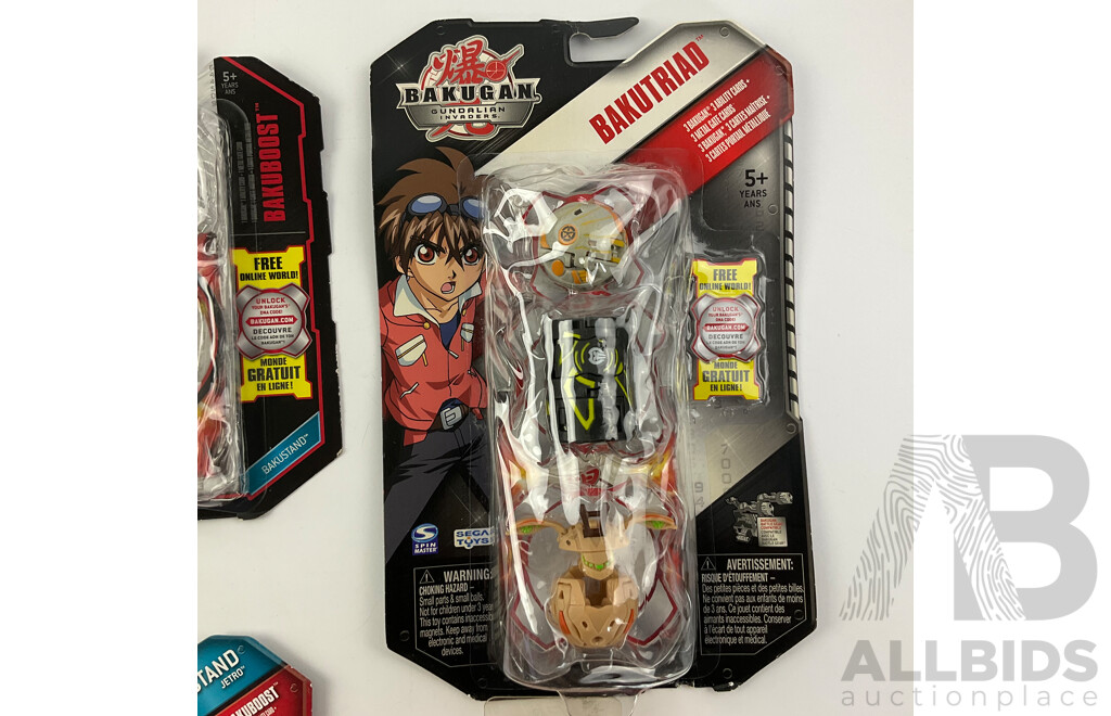 Boxed Sega Toys Bakugan Figures Including Bakuboost, Bakustand Jetho and Battle Strikers Tank