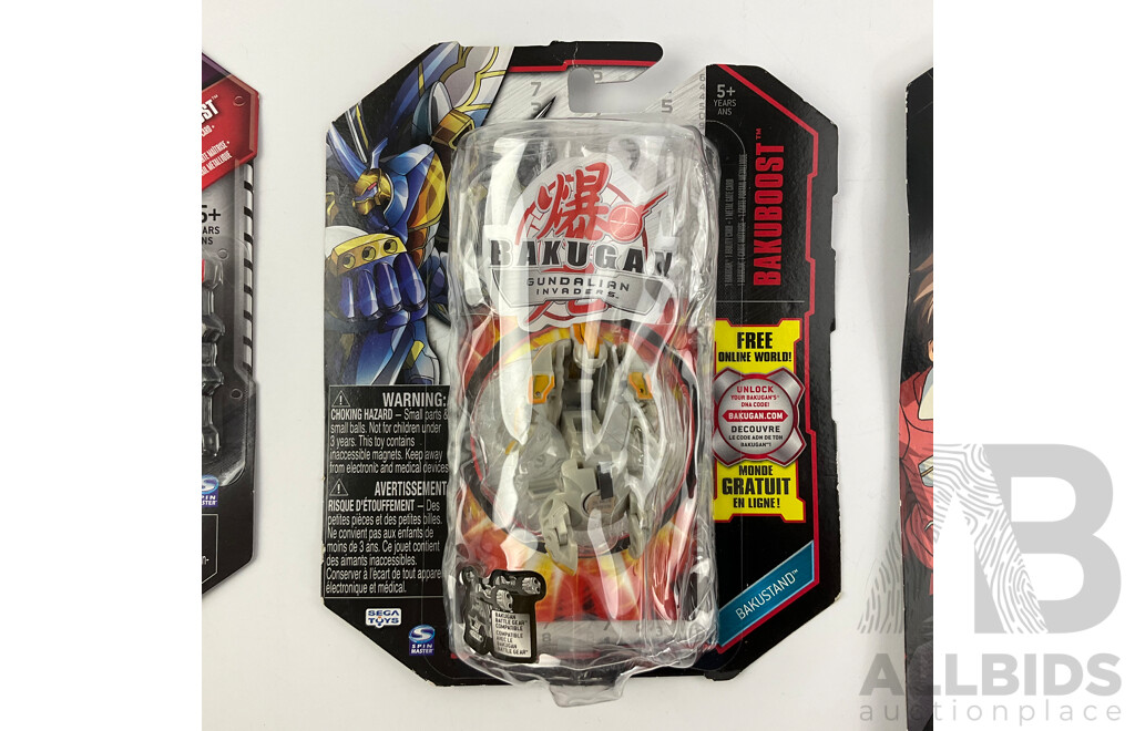 Boxed Sega Toys Bakugan Figures Including Bakuboost, Bakustand Jetho and Battle Strikers Tank