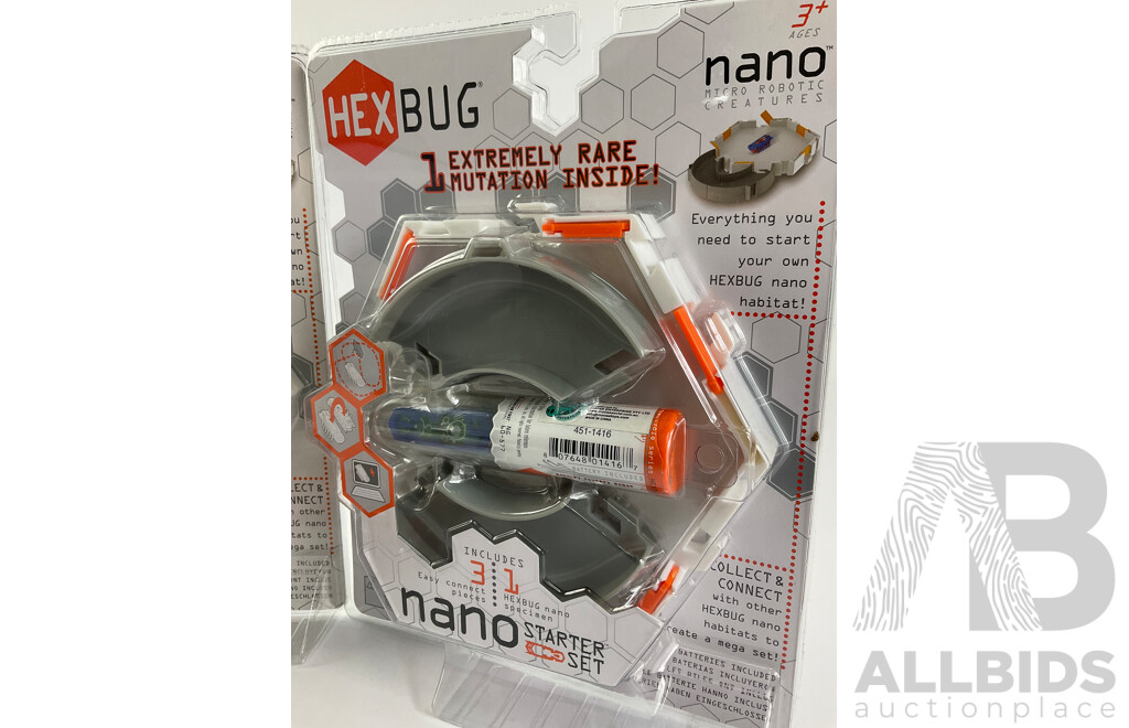 Three Boxed Hex Bug Nano Starter Sets, Two Hex Bug Ants and Three Hex Bug Newton Series