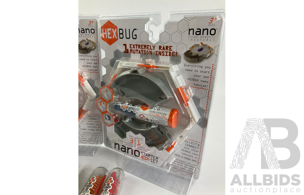 Three Boxed Hex Bug Nano Starter Sets, Two Hex Bug Ants and Three Hex Bug Newton Series