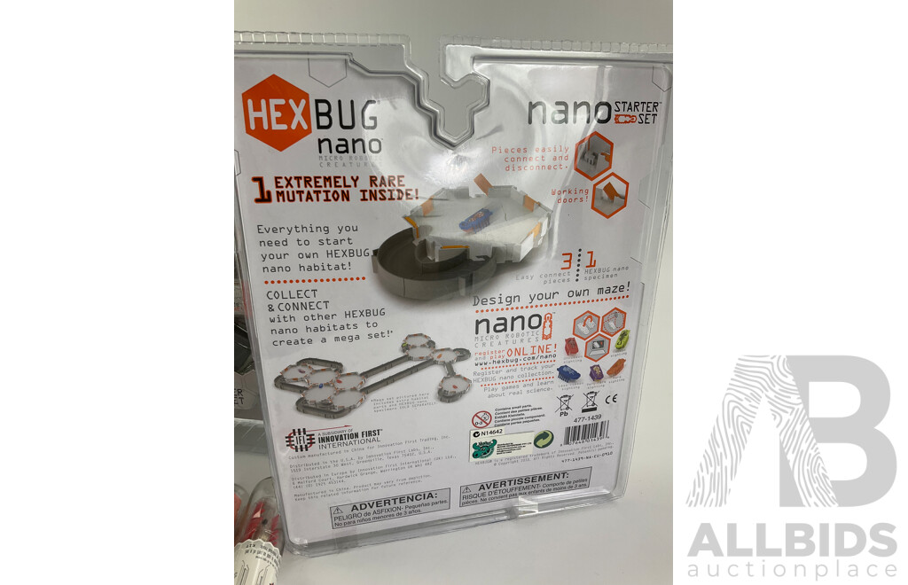 Three Boxed Hex Bug Nano Starter Sets, Two Hex Bug Ants and Three Hex Bug Newton Series