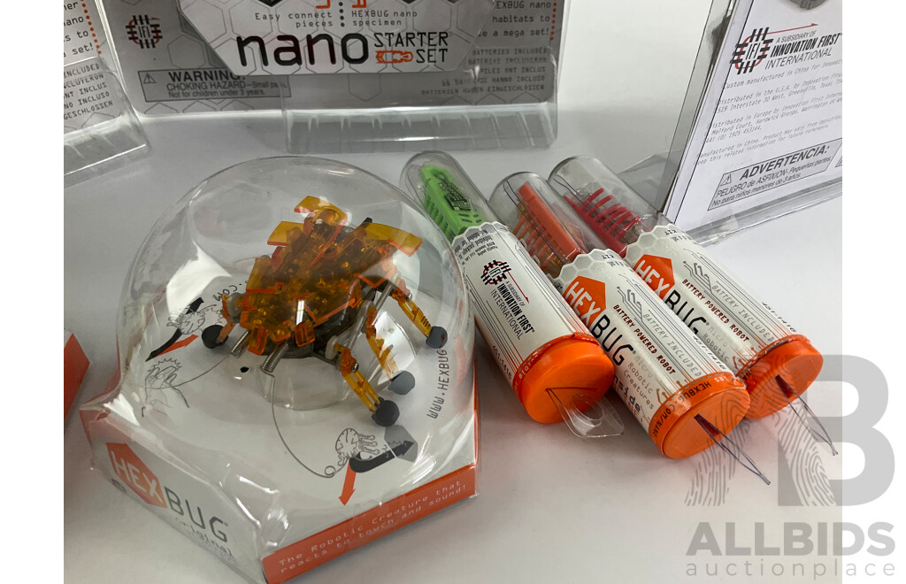 Three Boxed Hex Bug Nano Starter Sets, Two Hex Bug Ants and Three Hex Bug Newton Series