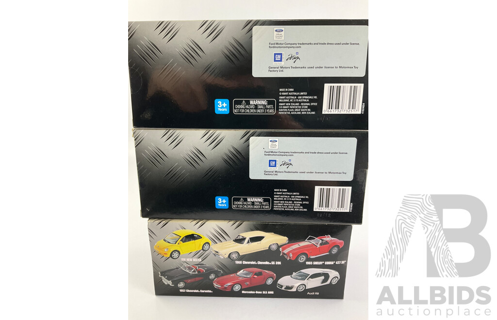 Boxed Diecast Vehicles Including Chevrolet Impala Convertible, Chevrolet Corvette and Audi R8 V10 - 1:24 Scale