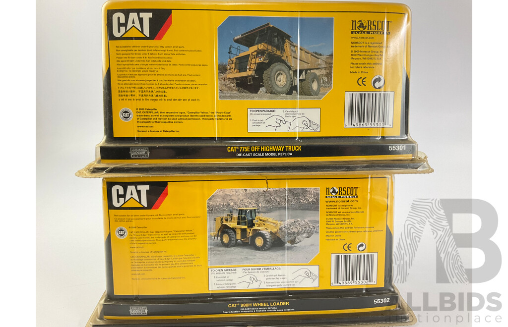 Norscot Diecast Caterpillar 988H Wheel Loader and 775E Off Highway Truck - 1:64 Scale