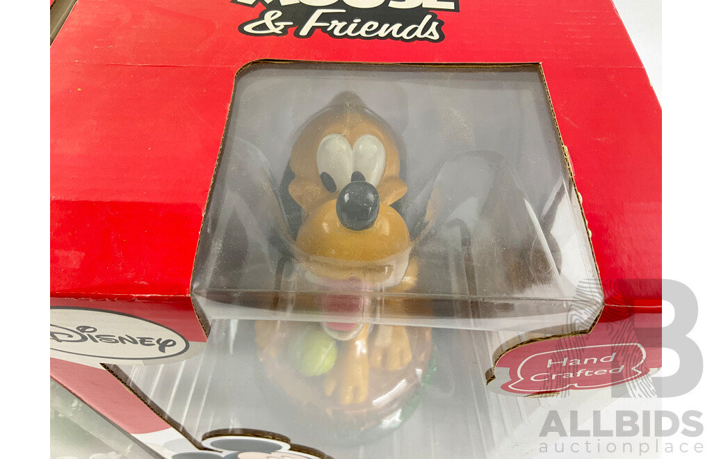 Boxed Disney Mickey Mouse and Friends Hand Crafted Outdoor Statuettes, Daisey Duck and Pluto