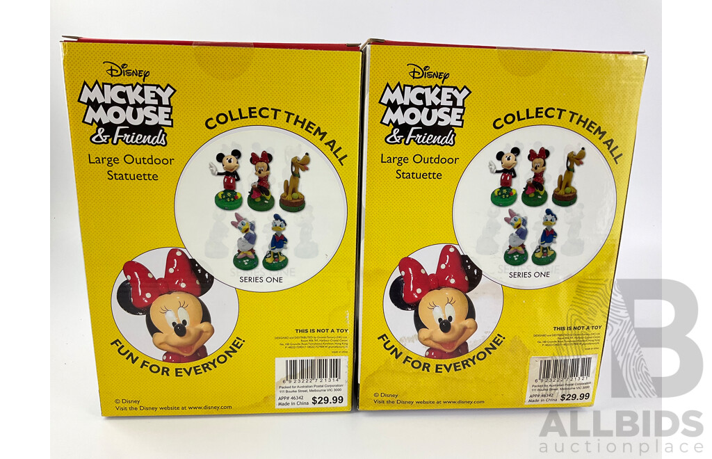 Boxed Disney Mickey Mouse and Friends Hand Crafted Outdoor Statuettes, Daisey Duck and Pluto