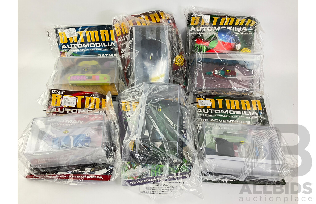 Batman Automobilia Cars and Booklets in Sealed Bags, Numbers 60, 61, 62, 63, 64, 65