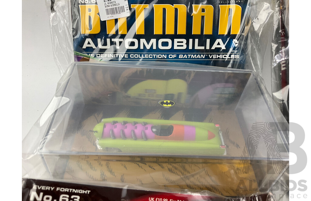 Batman Automobilia Cars and Booklets in Sealed Bags, Numbers 60, 61, 62, 63, 64, 65