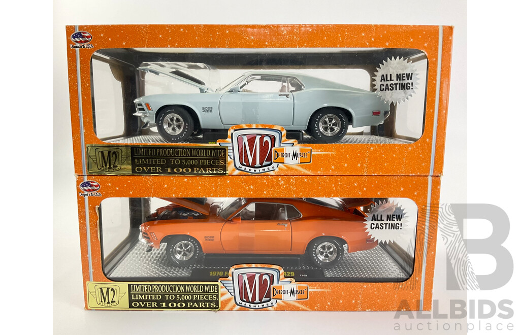 Two M2 Machines Die Cast 1970 Ford Boss 429 Mustangs, Limited Production - 1:24 Scale