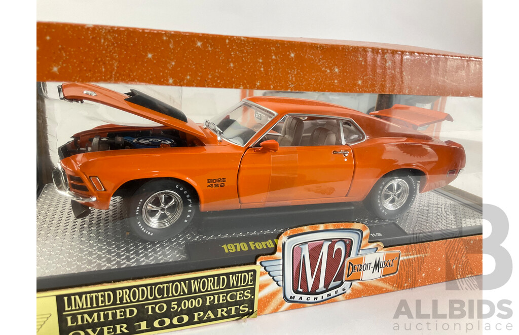 Two M2 Machines Die Cast 1970 Ford Boss 429 Mustangs, Limited Production - 1:24 Scale