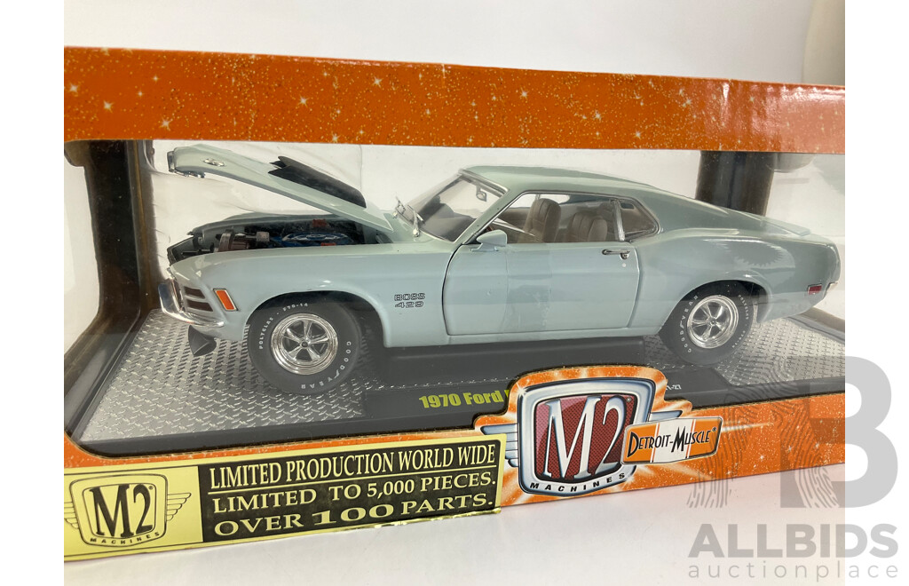 Two M2 Machines Die Cast 1970 Ford Boss 429 Mustangs, Limited Production - 1:24 Scale