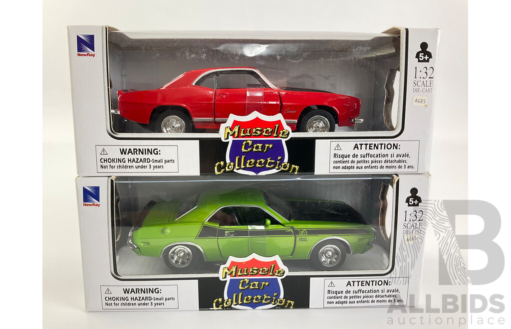 Newray Diecast 1970 Challenger T/A and Chevrolet Camaro Z28 - 1:32 Scale