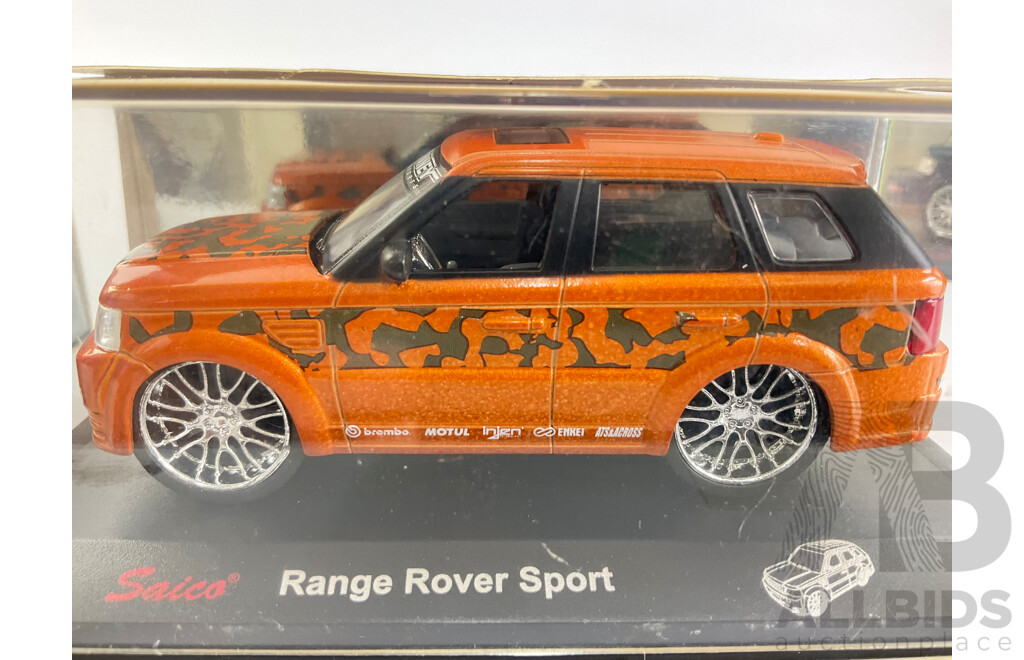 Three Boxed Diecast Saico Tuners Custom Machines Including Range Rover Sport, Hummer H3 - 1:43 Scale