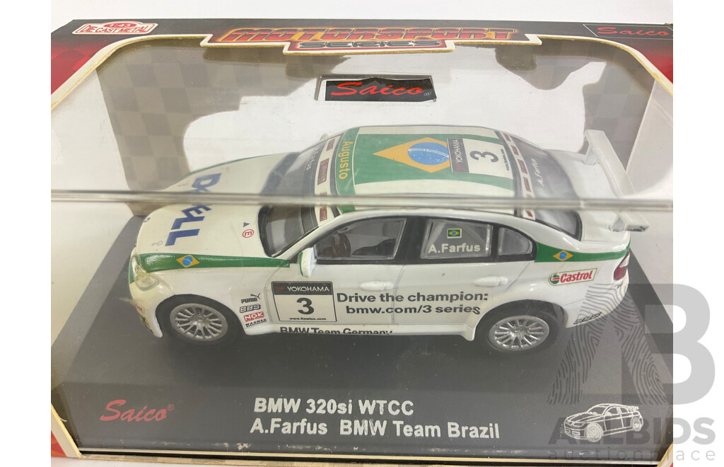 Boxed Diecast Newray City Cruisers 1957 Pontiac Bonneville, Two Press and Launch Lamborghinis, Saico BMW 320SI WTCC - 1:43 Scale
