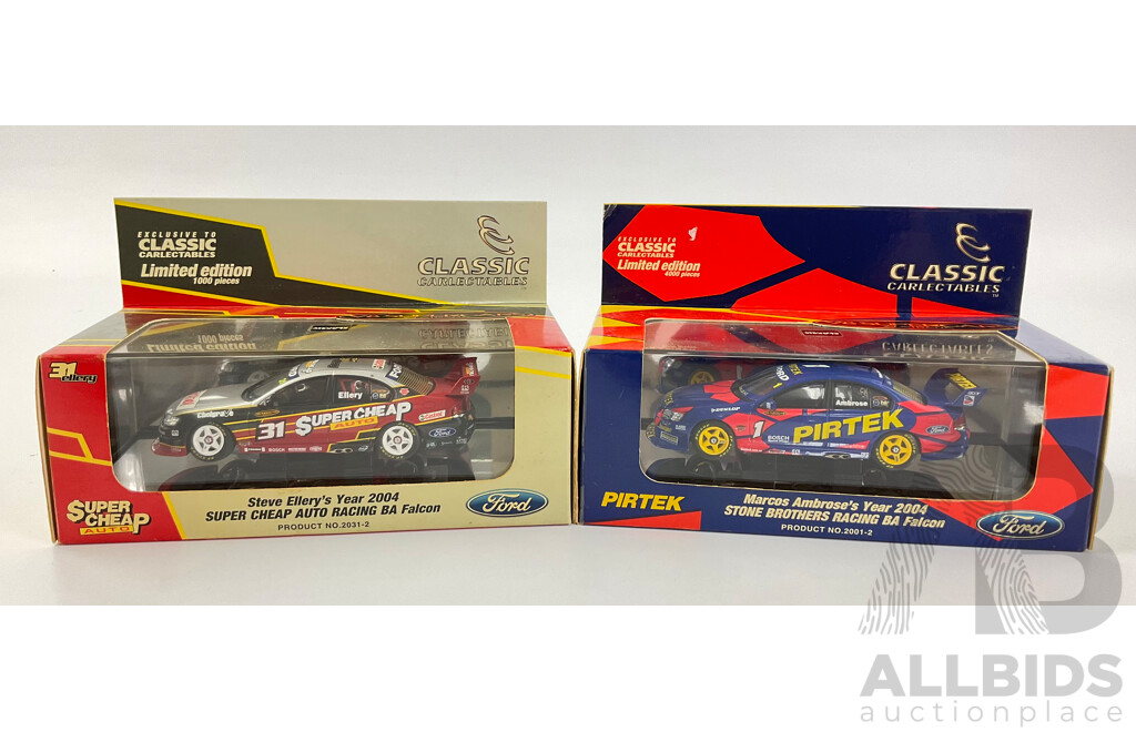 Classic Carlectables Diecast V8 Super Cars, 2004 Ford BA Super Cheap Racing and 2004 Ford BA Stone Brothers Racing