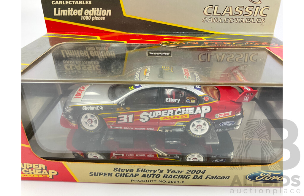 Classic Carlectables Diecast V8 Super Cars, 2004 Ford BA Super Cheap Racing and 2004 Ford BA Stone Brothers Racing