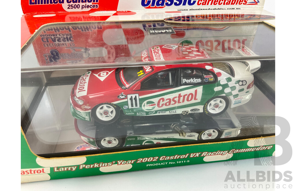 Classic Carlectables Diecast V8 Super Cars, 2002 Holden VX Commodore Castrol Racing and 2003 VY Commodore Team Dynamik