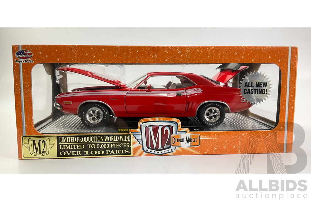 M2 Machines Detroit-Muscle Diecast 1971 Dodge Challenger R/T 383, Limited Production - 1:24 Scale