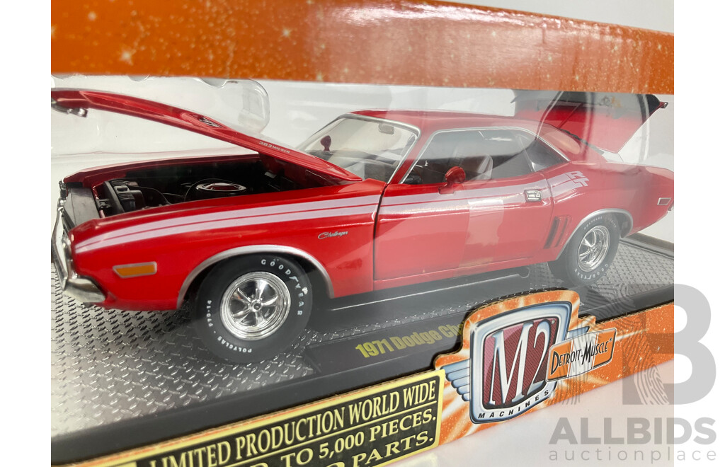 M2 Machines Detroit-Muscle Diecast 1971 Dodge Challenger R/T 383, Limited Production - 1:24 Scale