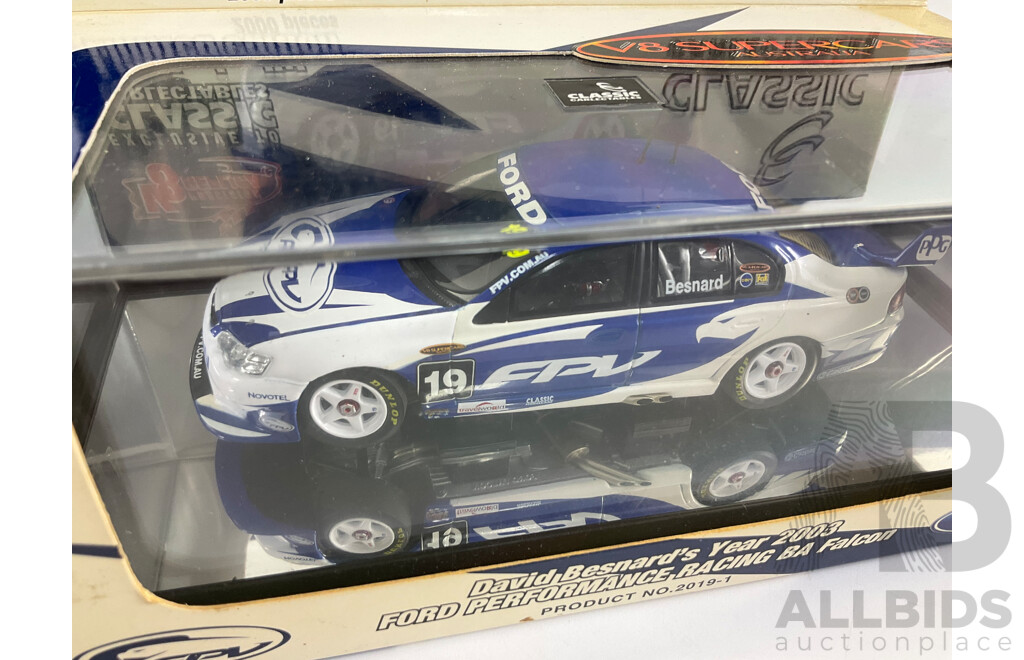 Classic Carlectables Diecast V8 Super Cars, 2002 AU Ford Falcon KJ Thermal Racing and 2003 BA Falcon Ford Performance Racing