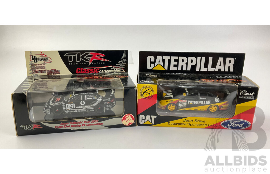 Classic Carlectables Diecast V8 Super Cars, 2002 VX Commodore Team Kiwi Racing and John Bowe Falcon