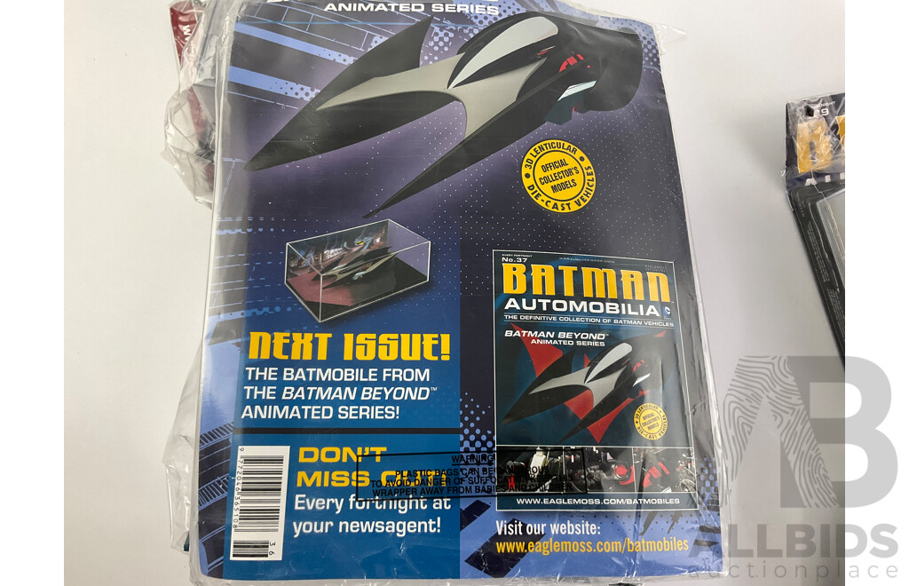 Batman Automobilia Cars and Booklets in Sealed Bags, Numbers 35, 36, 37, 38, 39