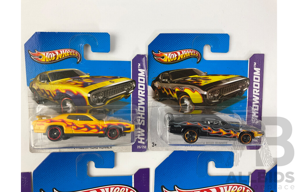 Ten Boxed Hot Wheels HW Showroom Vehicles Including Chevrolet SS, 1970 Plymouth, 1970 Road Runner